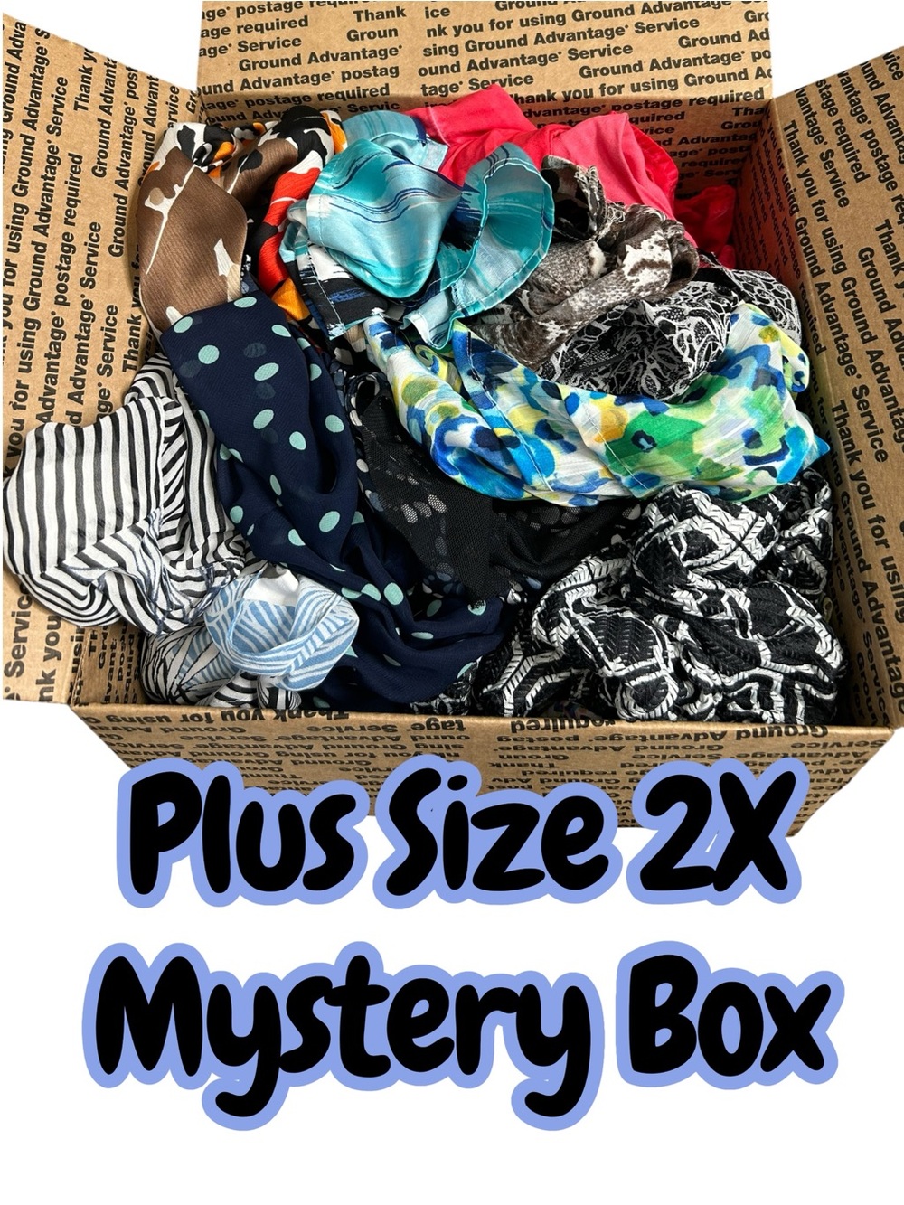 Plus Size Mature 2X Mystery Box Clothing Lot Blouses Dress Tops Button Downs